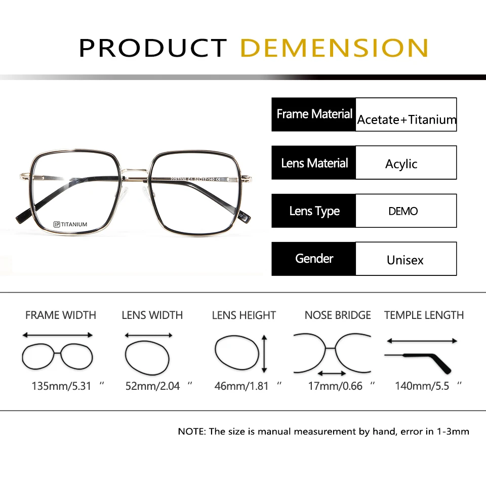 Trendy Ultra Light Titanium & Acetate Glasses Frame Men Optical Prescription Eyeglasses Frame For Women Myopia Eyewear Frames