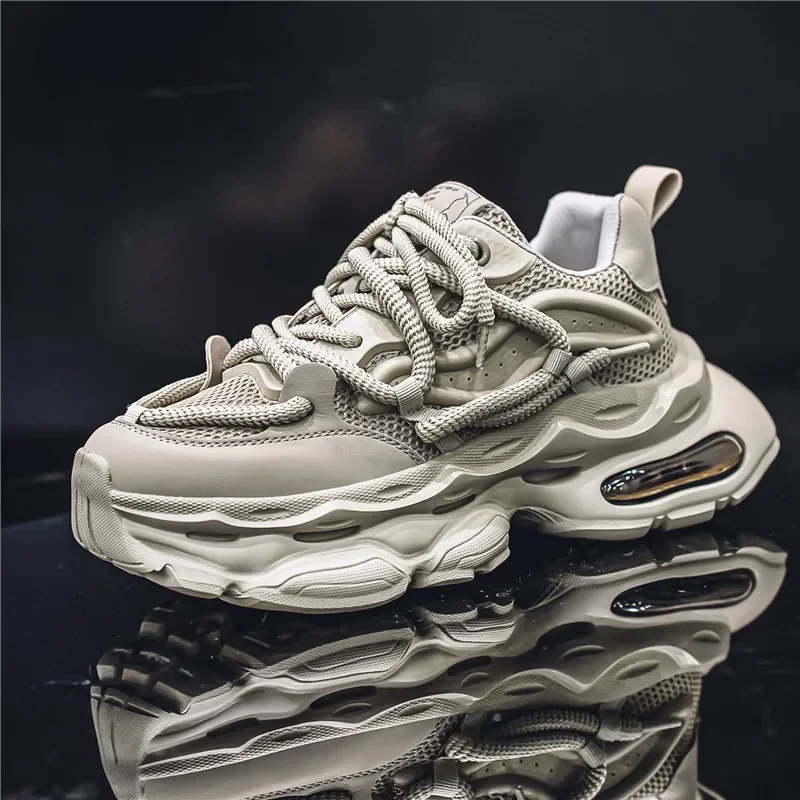 

New Men's Sneakers Platform Casual Clunky Sneakers Comfortable Anti-slip Fashion Sports Men Shoes Wear-resistant Lace-up Shoes