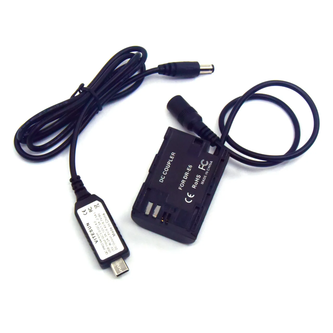 USB Type C Power Cable Display 8V+DR-E6 LP-E6 Dummy Battery for Canon EOS 5DS 5D Mark IV III II 6D 80D 70D 60Da 90D Led Light