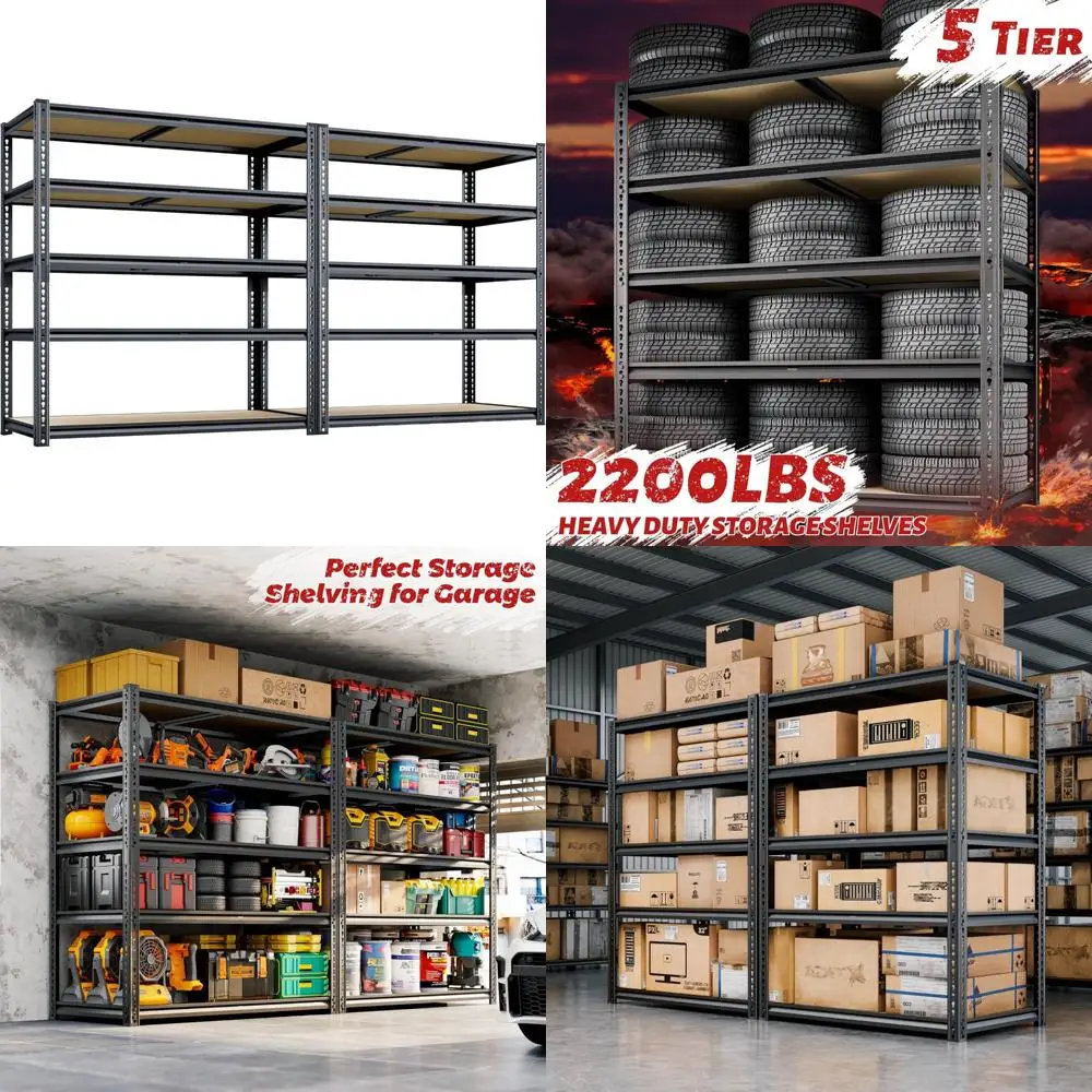 

Сверхмощный 5-ярусный регулируемый металлический гаражный стеллаж емкостью 2200 фунтов для универсального стеллажа для хранения