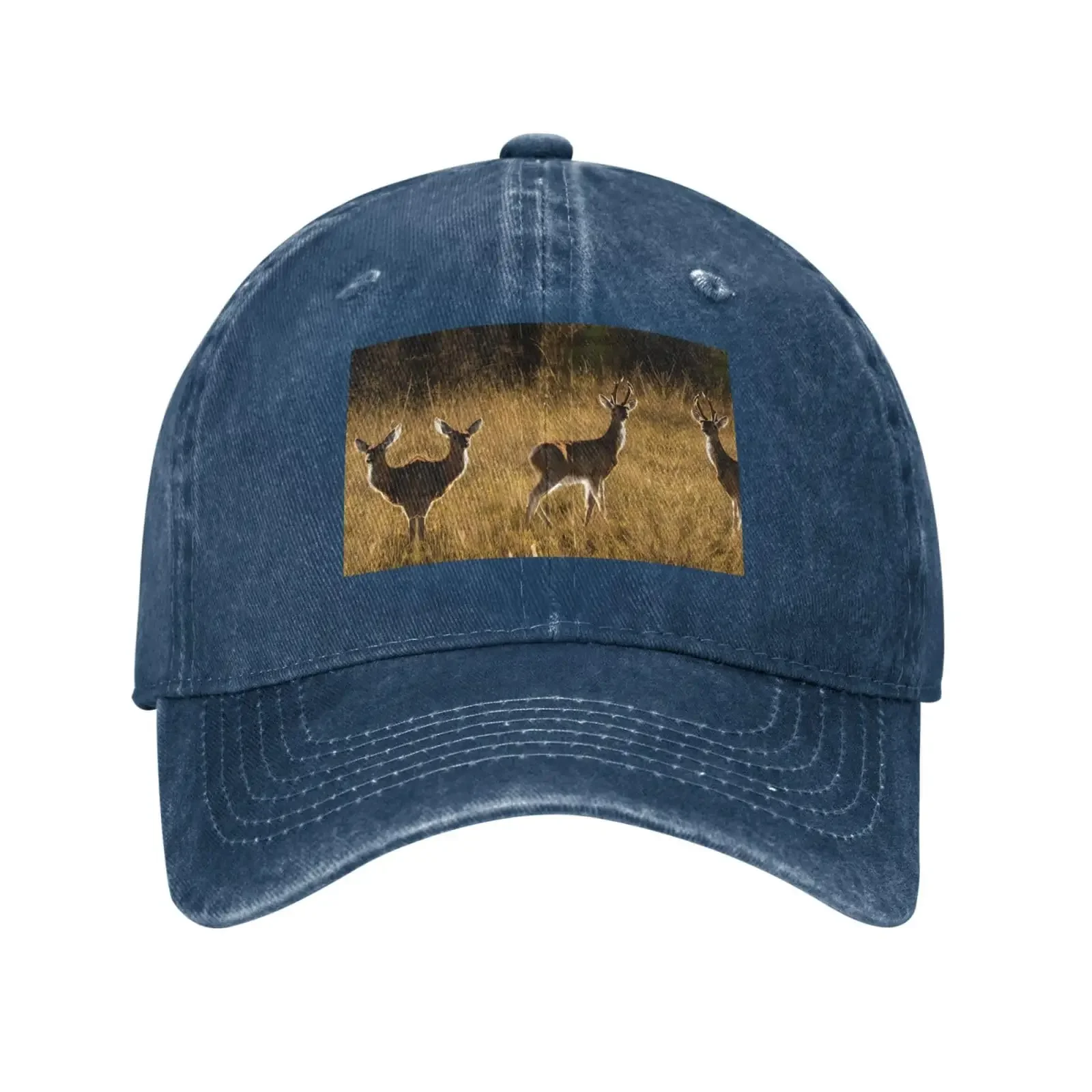 Navy Blue Baseball Cap a€“ Cute Deers Fashionable and Adjustable Fitness Running Hat for Men and Women, Seasons