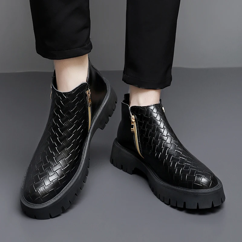 أحذية رجالية عالية الجودة بنعال سميكة مريحة كلاسيكية عارية أحذية رجال الأعمال أحذية غير رسمية مقاسات 38-45 #3