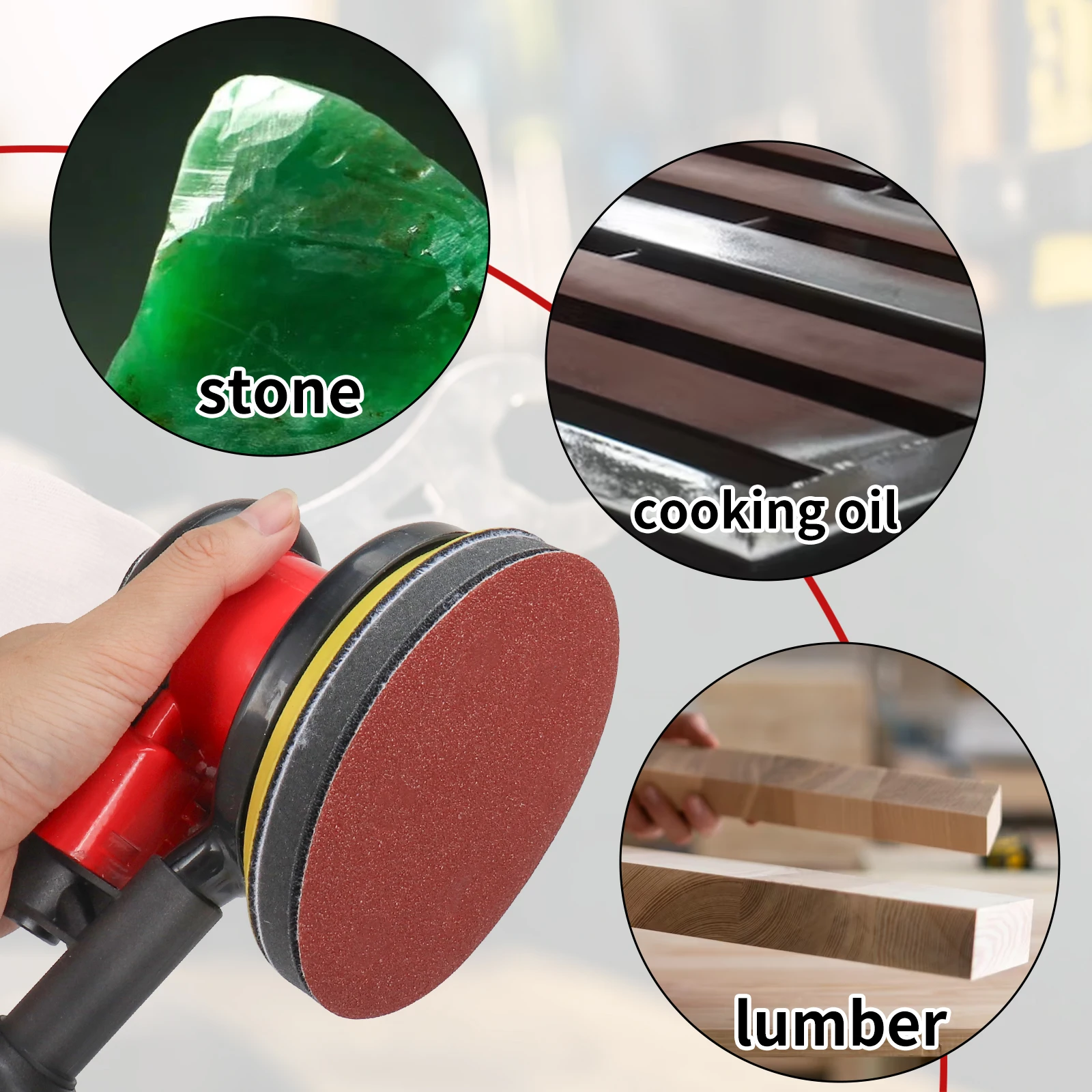 5Pcs 2/3/5 Inch Soft Sponge Interface Pad Hook and Loop Soft Sponge Cushion Buffer Pad for Sander Dremel Accessories Power Tool