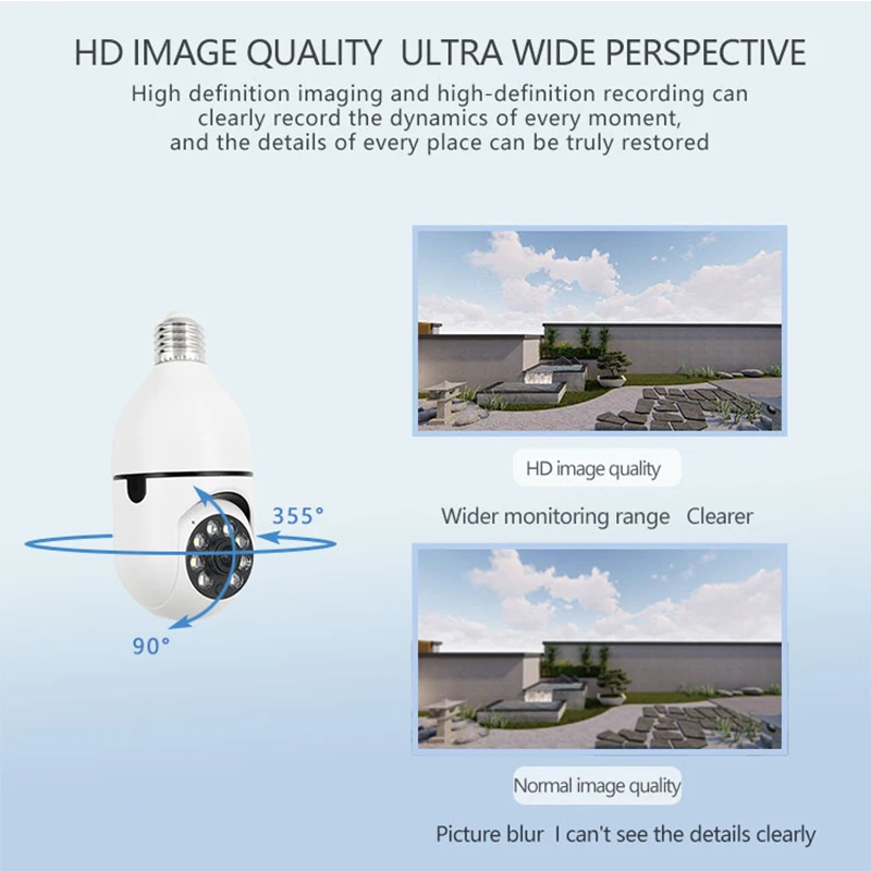 كاميرا Heltec WIFI الذكية E27 لمبة كاملة الألوان للرؤية الليلية كاميرا مراقبة الأمن تدعم تتبع الإنسان والاتصال الداخلي الصوتي #4