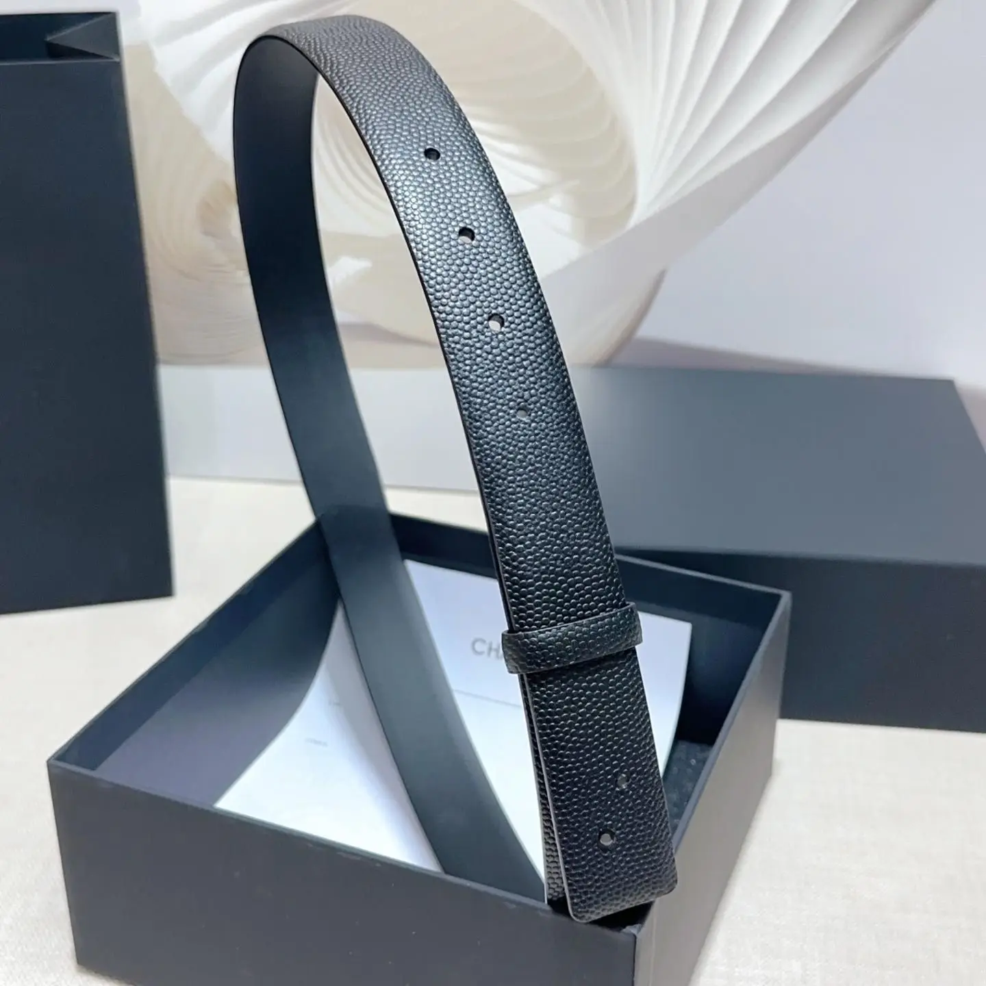 Unisex Reversible Black Pebbled Grain Leather Belt Strap Without Buckle Double Sided Cowhide Waist Belt Replacement Band for Pants