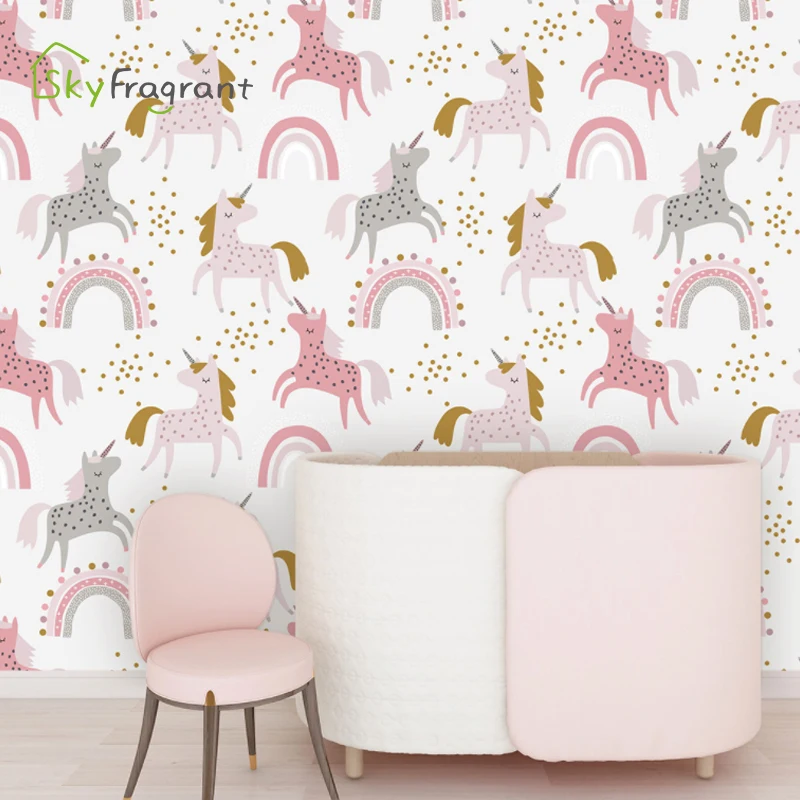 Kids Environmental Protection Seamless Self Adhesive Wallpaper For Walls In Roll Kids Room Decor Background Makeover Wallpapers