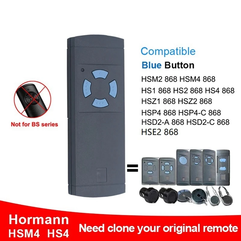 For HORMANN HSM4 HSM2 HSE2 HSE4 HS4 Spare Parts Garage Door Remote 868Mhz Replicator Door Command Handheld Transmitter