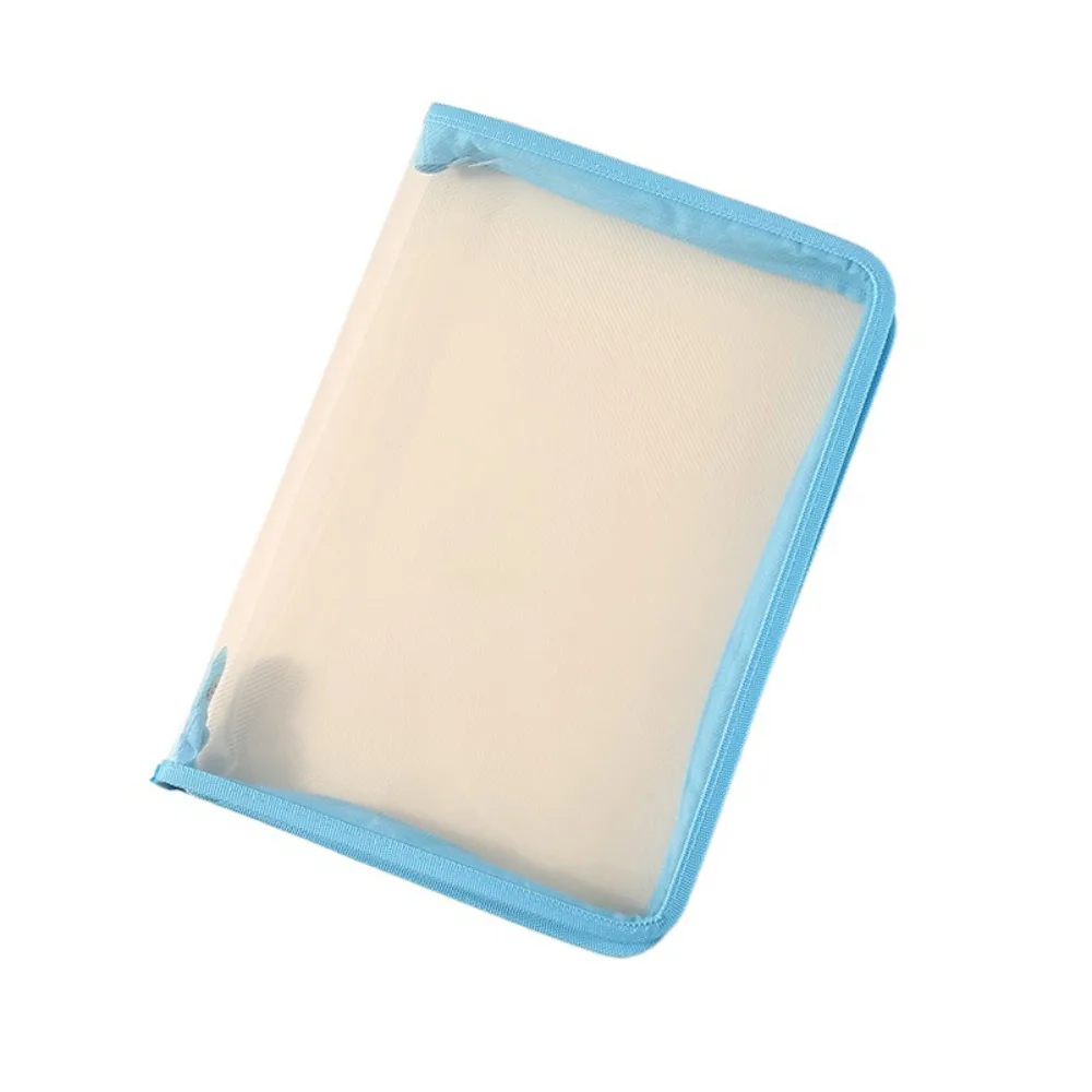 

Multifunctional Transparent Zipper Pouch Large Capacity PP File Folder Bag Stationery Storage Solid Color