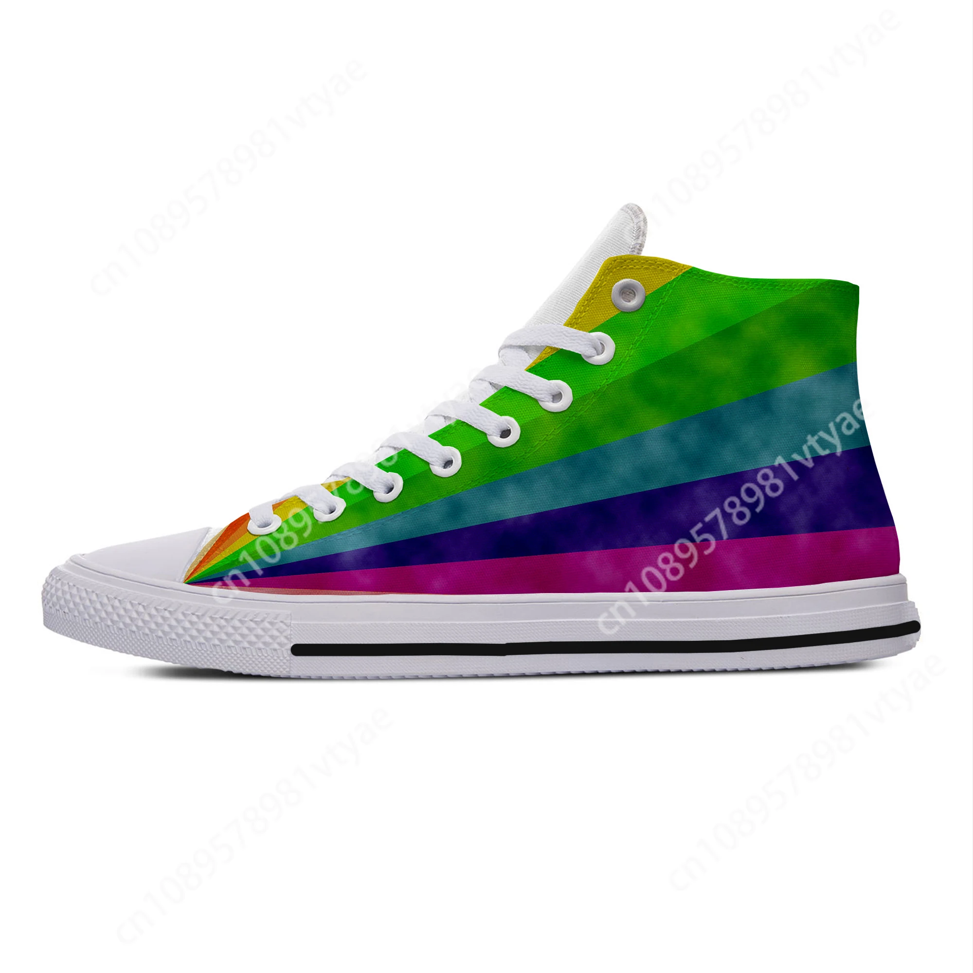 Glitter Rainbow Pride Flag Novelty Design Harajuku High Top Canvas Shoes Men Women Custom Casual Sneakers Classic Board Shoes