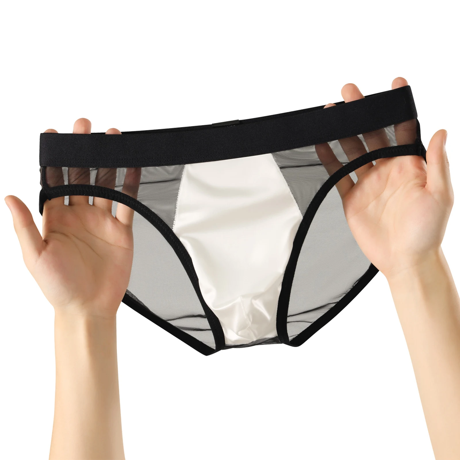 Durchsichtige Mesh-Sportunterhose für Männer Glänzende Satin U-Konvex-Tasche Fitness-Unterwäsche Schnelltrocknend Tiefsitzend Leichtgewichtig Sport-Workout – Detail 9