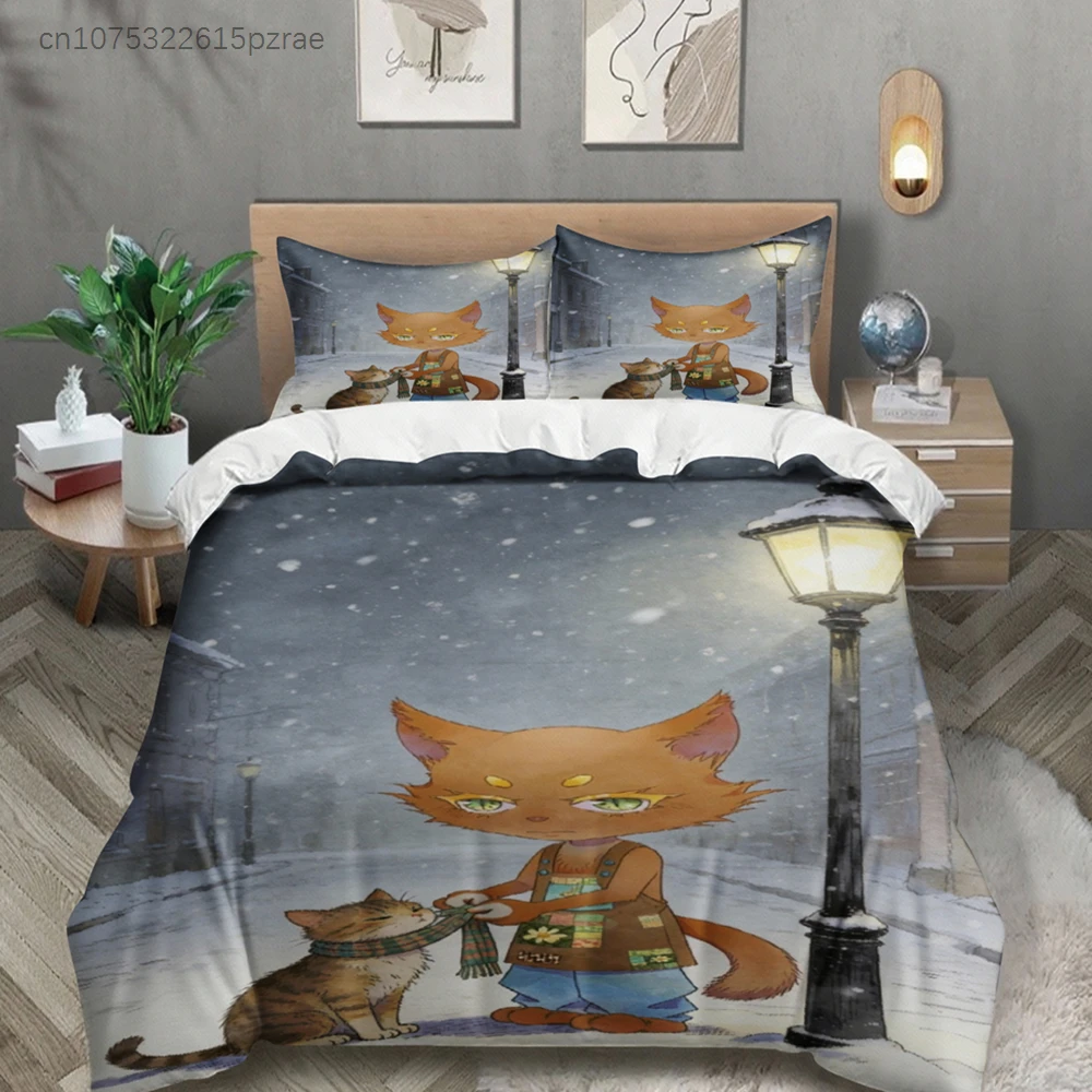 Green Bedding Set Softville Cozy Town Cute Fern The Quilt Fox With Duvet Cover & Pillowcase For Children's Bedroom Decor