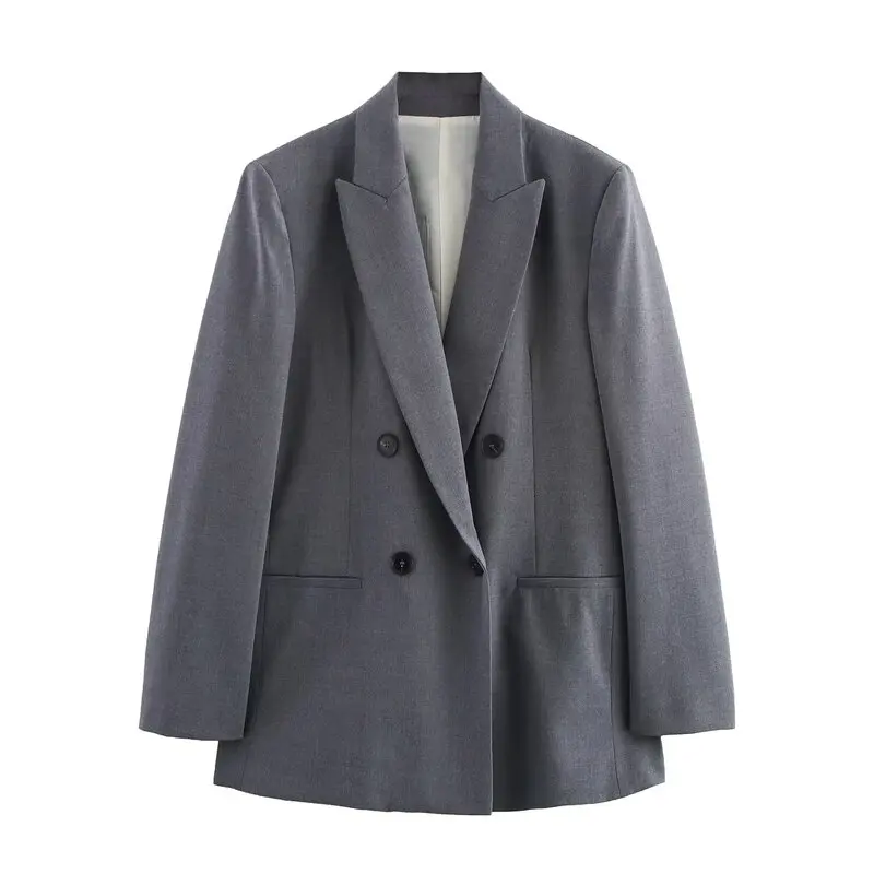 Spring 2025 Women's Faion Suit Jaet with oulder Pads Double Row Buttons mid Waist Long Pants Ele Workwear