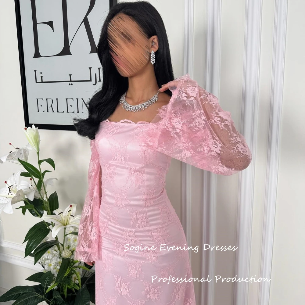 فساتين حفلة موسيقية بدون أكتاف من الدانتيل للنساء 3/4 كم فساتين سهرة طويلة للمناسبات الرسمية وحفلات الزفاف أنيقة مكشكشة