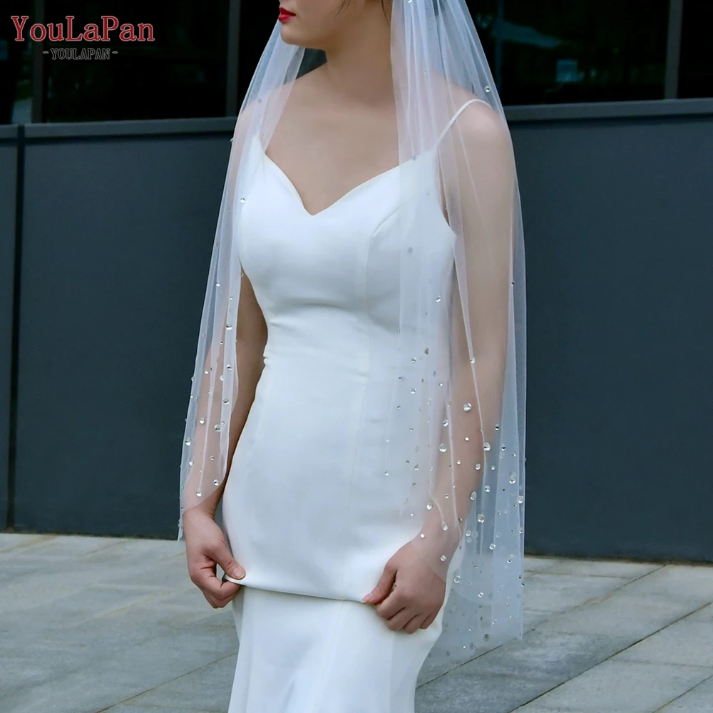 YouLaPan V148 Sparking Wedding Veil Diamond Bridal Veils 1 Tier Soft Accessories for Wedding Dress Crystal Veil Wedding