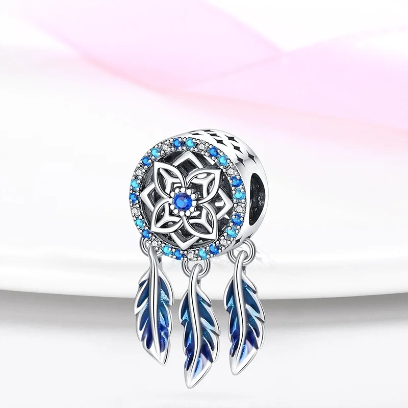 Anhänger mit Traumfänger-Netz-Charms aus 925er-Sterlingsilber mit Zirkonia, passend für DIY-Armbänder, Halsketten, Geschenk für Sie, Colgante Plata – Detail 3