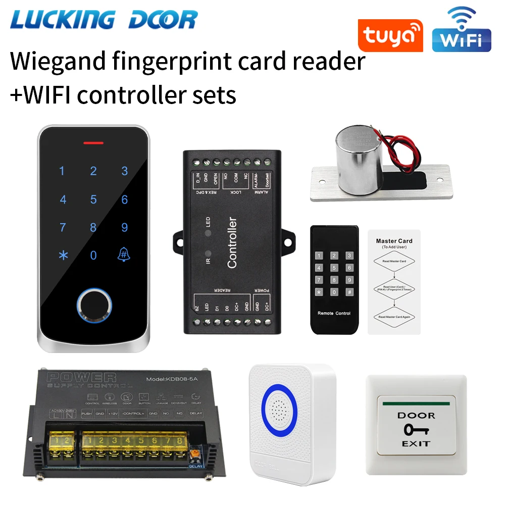 

WIFI Tuya Smart Wiegand Access Controller Sets support Fingerprint Reader Single Door Fingerprint Access Control System Kits