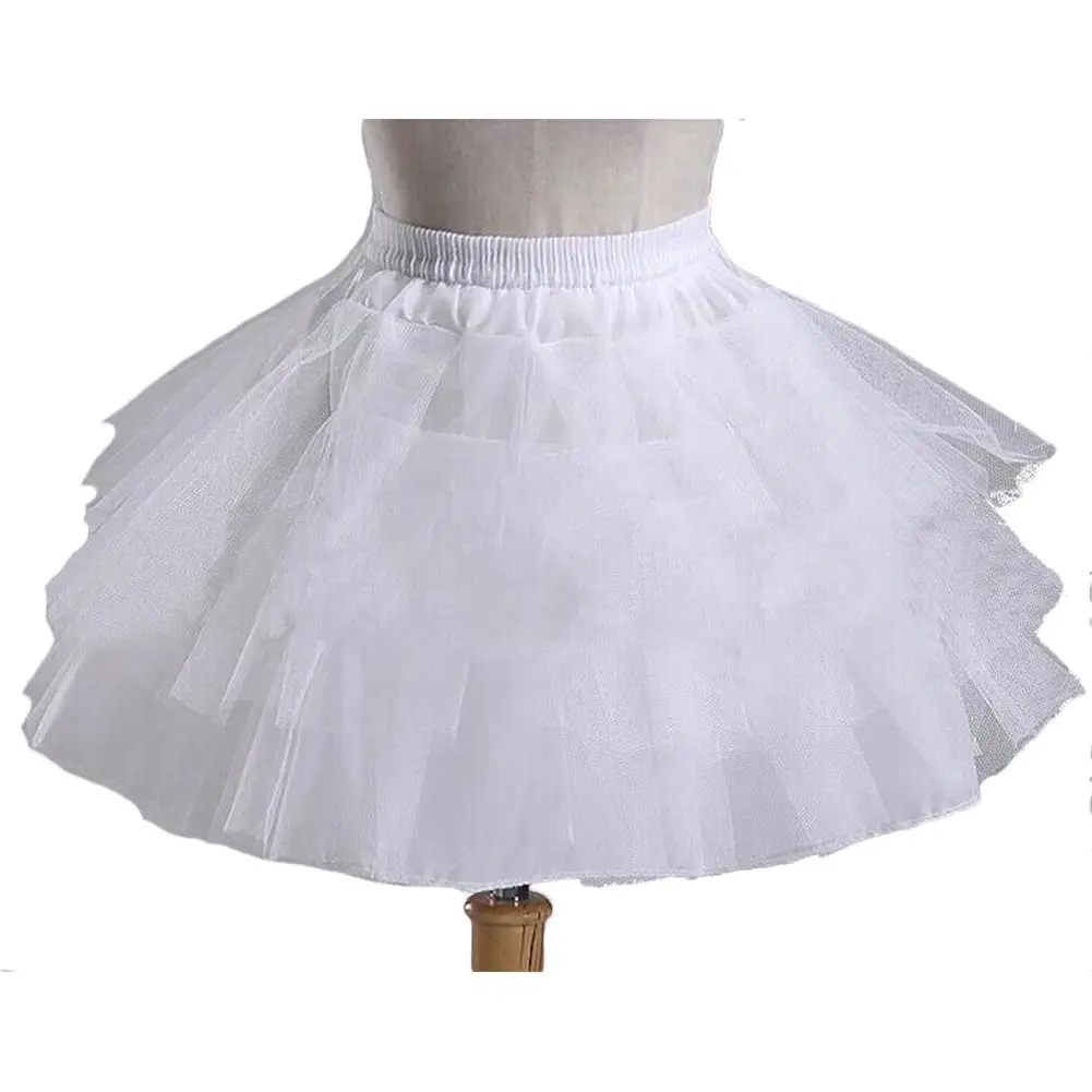 Bridal Wedding Short Skirt Knee Length Ballet Triple Layer Hard Mesh Versatile Inner Canopy Skirt Black and White