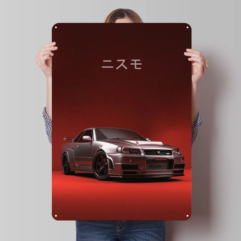 Nissan Skyline GT-R R34 Metal Signs Car Poster Decorations for Home Decor Items Bedroom Decoration Room Bar Accessories Plates