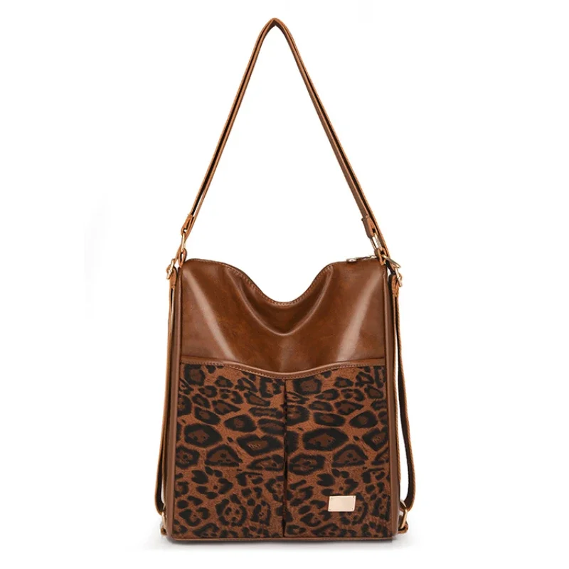 

Sense of Luxury Personality Fashion PU Shoulder Bags Leopard Pattern Multifunctional Fashionable Backpacks for Women 2025 New