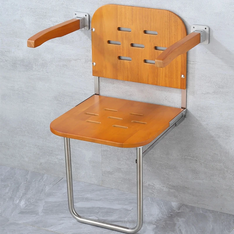 Wall Mounted Folding Shower Chair - Elderly &Pregnant Women Bath Seat Space-Saving Foldable Bathroom Stool with Anti-Slip Design
