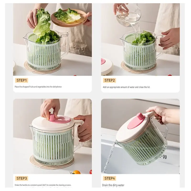 ABUN-Mini Lettuce Salad Spinner And Dryer Compact Veggies& Fruit Washer Dishwasher Safe Small Salad Drying Tool
