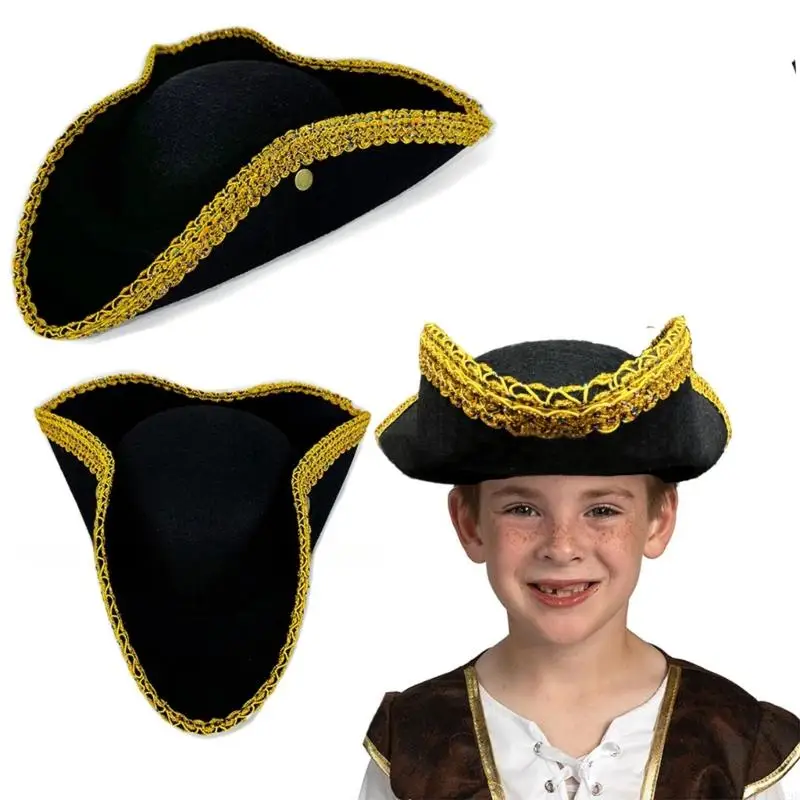 Themed Party Pirate Hat Rhinestones Decoration Hat Boys Girls Pirate Hat for Cosplay and Party Enthusiasts