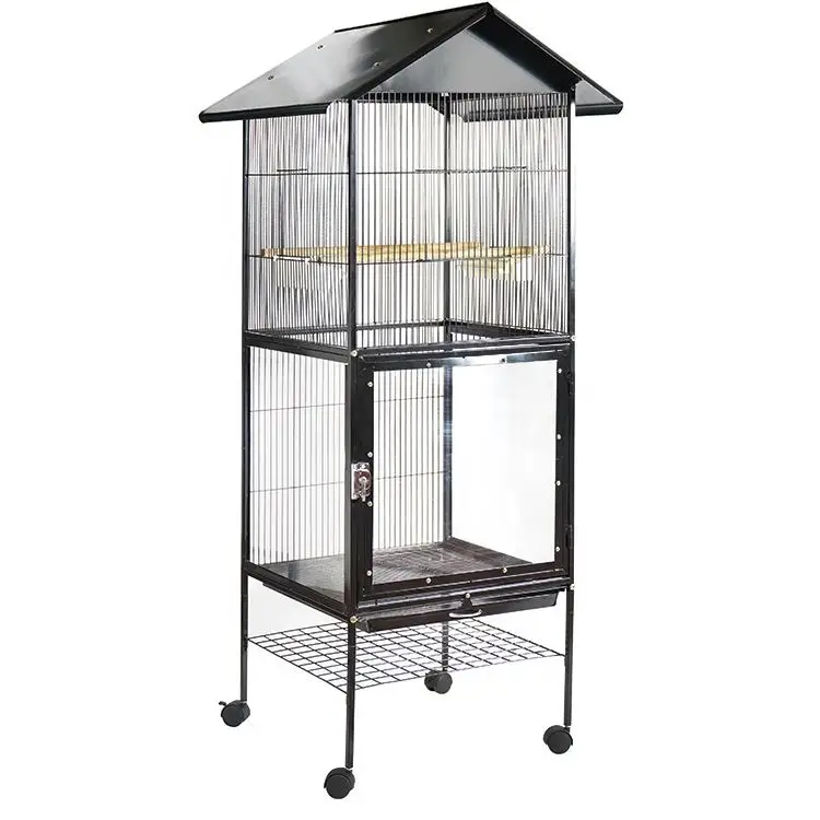 Best Seller Stainless Steel Foldable Parrot Bird Cage With Rolling Stand Small Cage Box Outdoor For Macaw African Grey