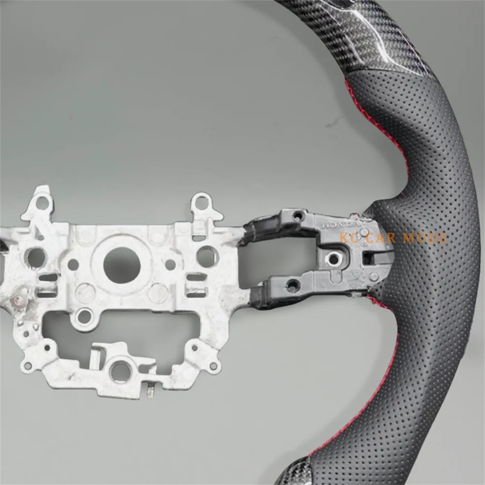 

Customized Black Carbon Fiber LED Black Perforated Leather Steering Wheel for Honda Civic 2022 2023 2024 2025