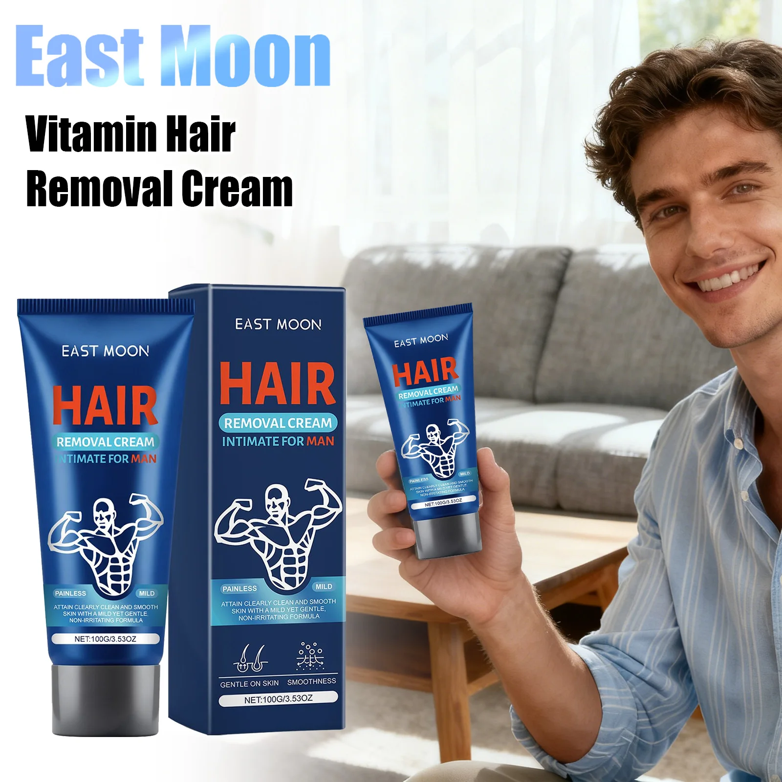 

East Moon Vitamin Hair Removal Cream Moisturizing Repair Soothing Growth Inhibitor Good Smell Intimate Areas Underarm Care Cream