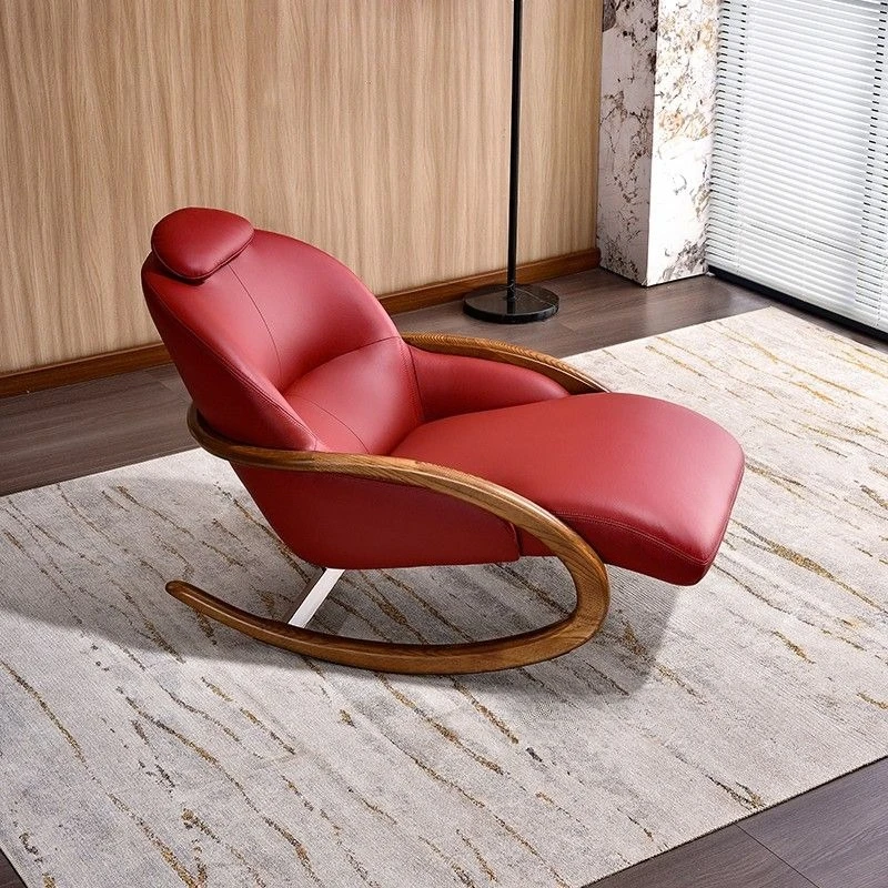 

New Chinese solid wood rocking chair, living room designer leisure chair, balcony single sofa chair