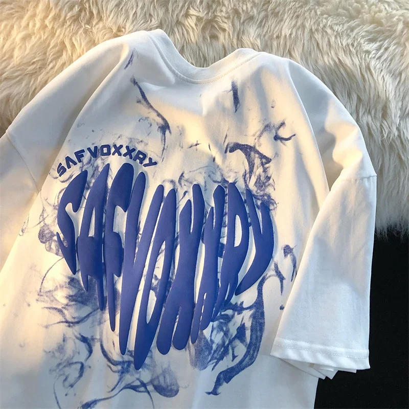 الصيف س الرقبة تي شيرت أزياء المرأة Kawaii الحب طباعة قصيرة الأكمام التي شيرت عارضة المتناثرة تي شيرت الشارع الشهير قمم للجنسين الملابس