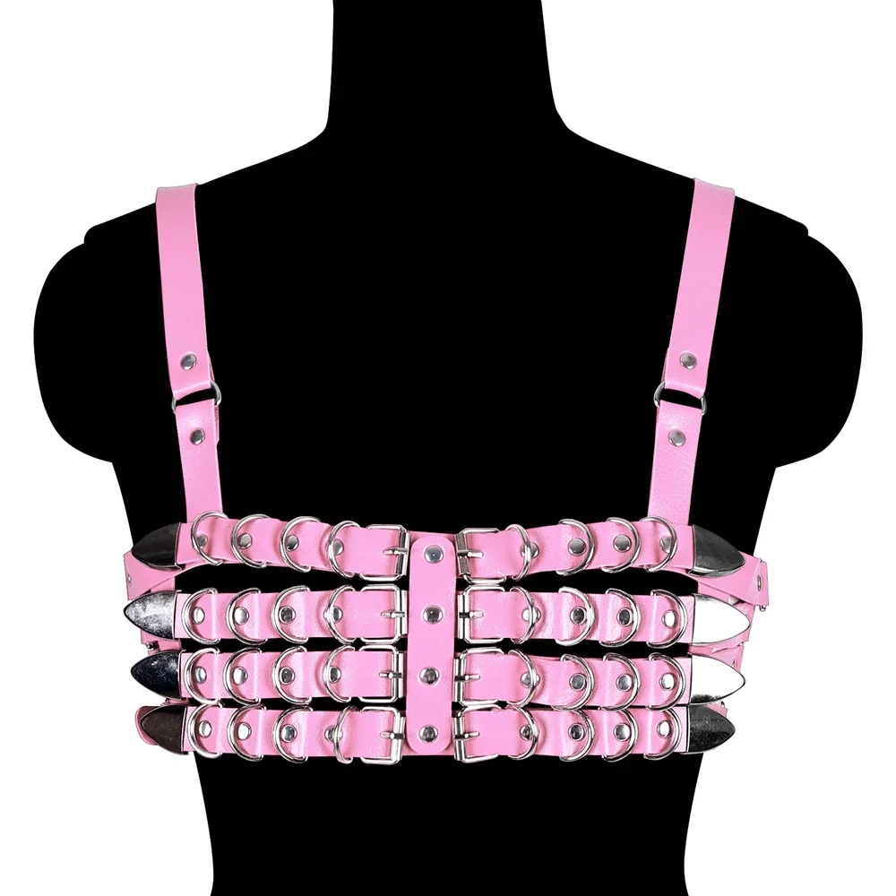 Bondage Body Harness Learther Underwear Tops Cage Bra Pastel Gothic Cage Goth Sexy Lingerie Bra Fetish Body Harness Belt Rave