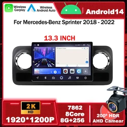 13.3 Inch For Mercedes-Benz Sprinter 2018 - 2022 wireless Carplay Android Car Radio Multimedia Video Player 4G Navigation GPS bt