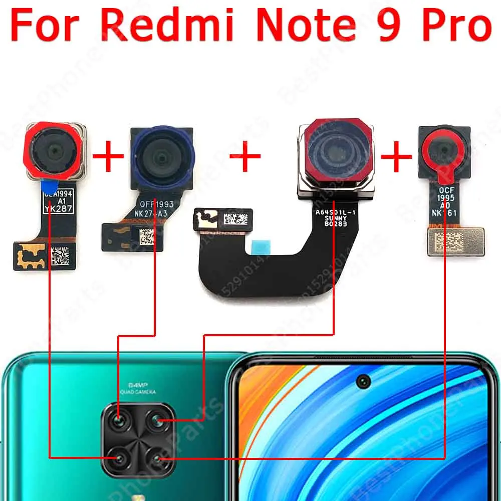 Cámara trasera para Xiaomi Redmi Note 9 Pro 9S 9Pro Note9, módulo de cámara trasera Macro de profundidad ultraancha principal, piezas de repuesto