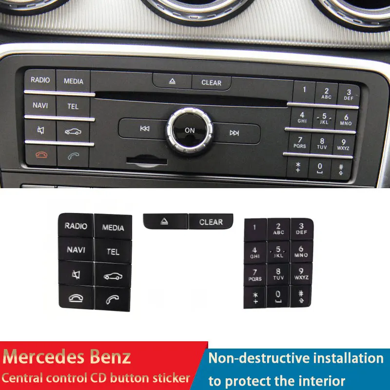 Car Central Control CD Panel ON Button Decorative Patch Trim Stickers For Mercedes Benz GLA 200 CLA 220 GLE 350 CLS Accessories