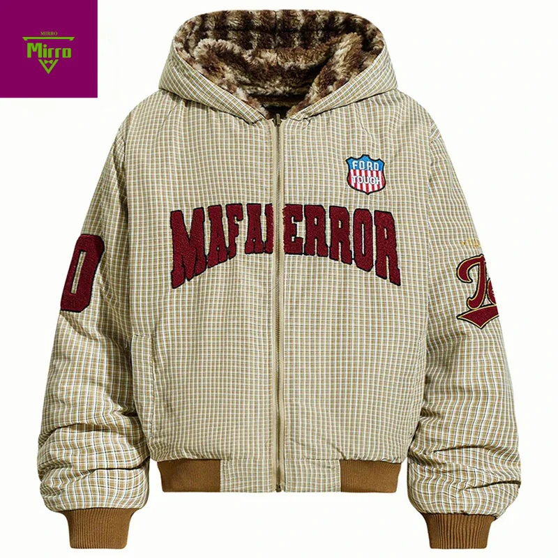 

Vintage Men Winter Jackets Plush Warm Thicken Parkas Coats Two Piece Wear Loose Casual Padded Jackets Outwear