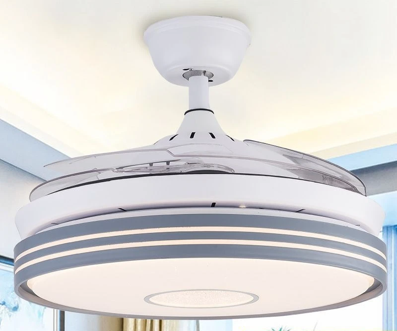 Moderno e simples casa nórdica ventilador de teto luz invisível integrado mudo