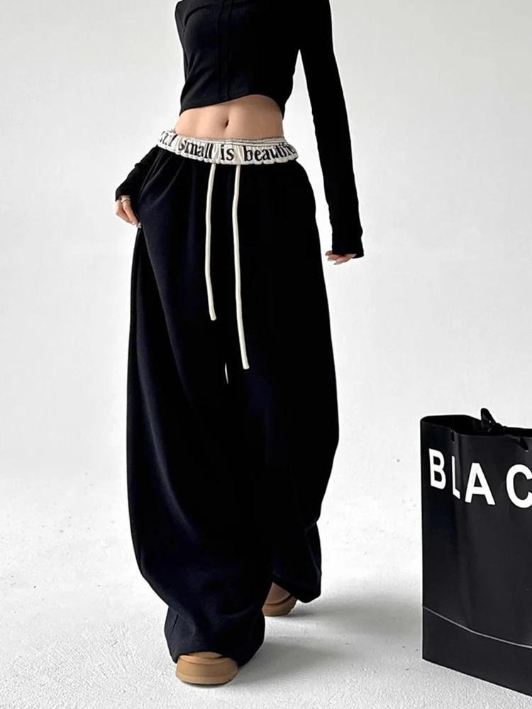 Jmprs Hip Hop Retro Sweatpants Women Streetwear Loose High Waist Straight Trousers American Vintage Letter Female Harajuku Pants