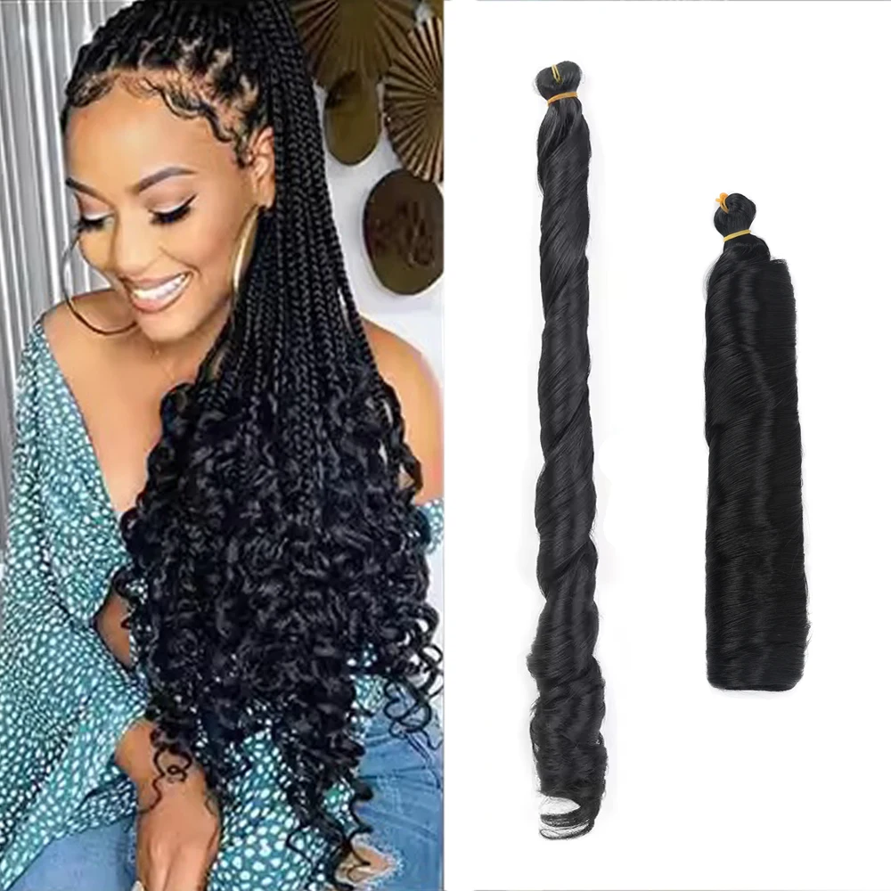 

Synthetic Loose Wave Braiding Hair Extensions Stretched French Curls Crochet Hair High Temp Wire for Synthetic Braid Extensions