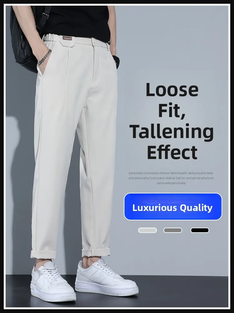 

Мужские повседневные брюки свободного кроя с прямыми штанинами, весна 2026, не мнущиеся, спортивные, для отдыха, длинные, модные, молодежные, активные