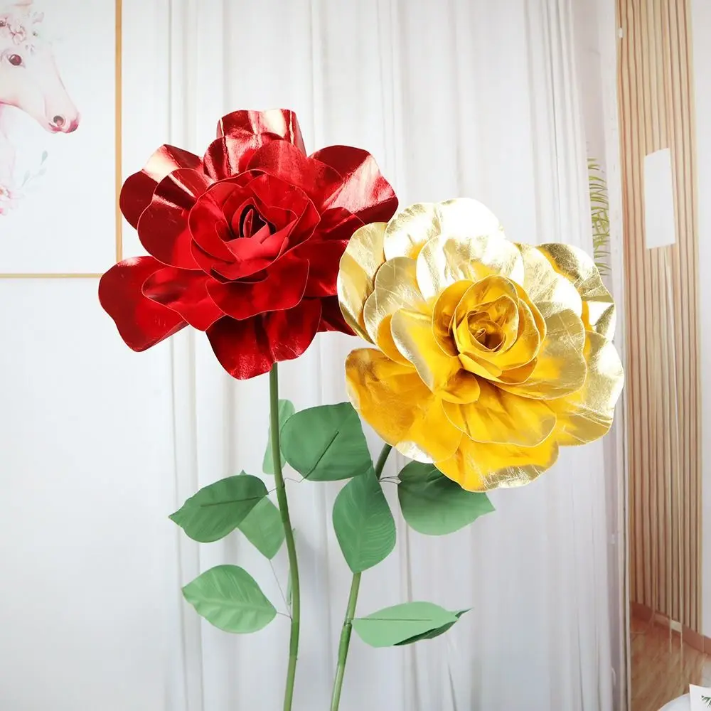 30/40/50cm Giant Rose Flower Head fashion Shiny Fake Foam Rose Photography Props Party Setting Arrangement Artificial Flowers