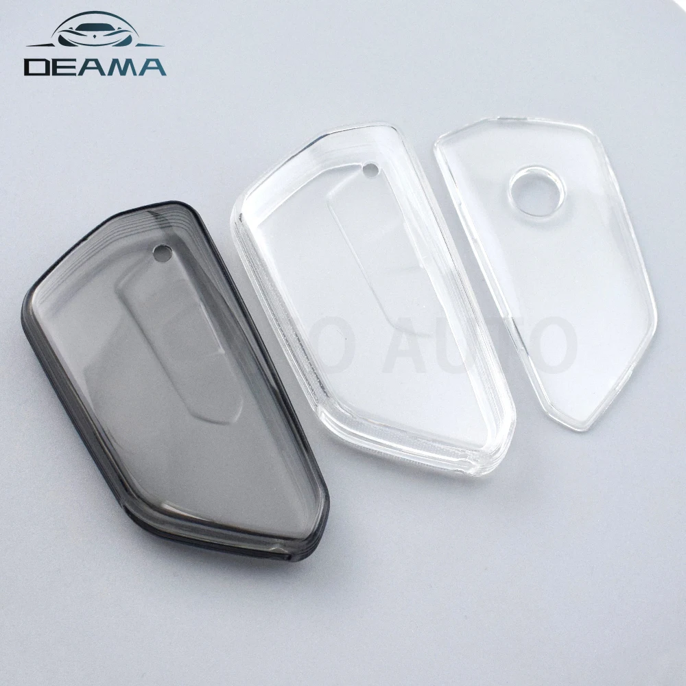 Transparent Car Key Case Cover Shell for VW Volkswagen Golf 8 ID3 ID4 Cupra Skoda Octavia A8 SEAT Leon MK4 Formentor Keychain