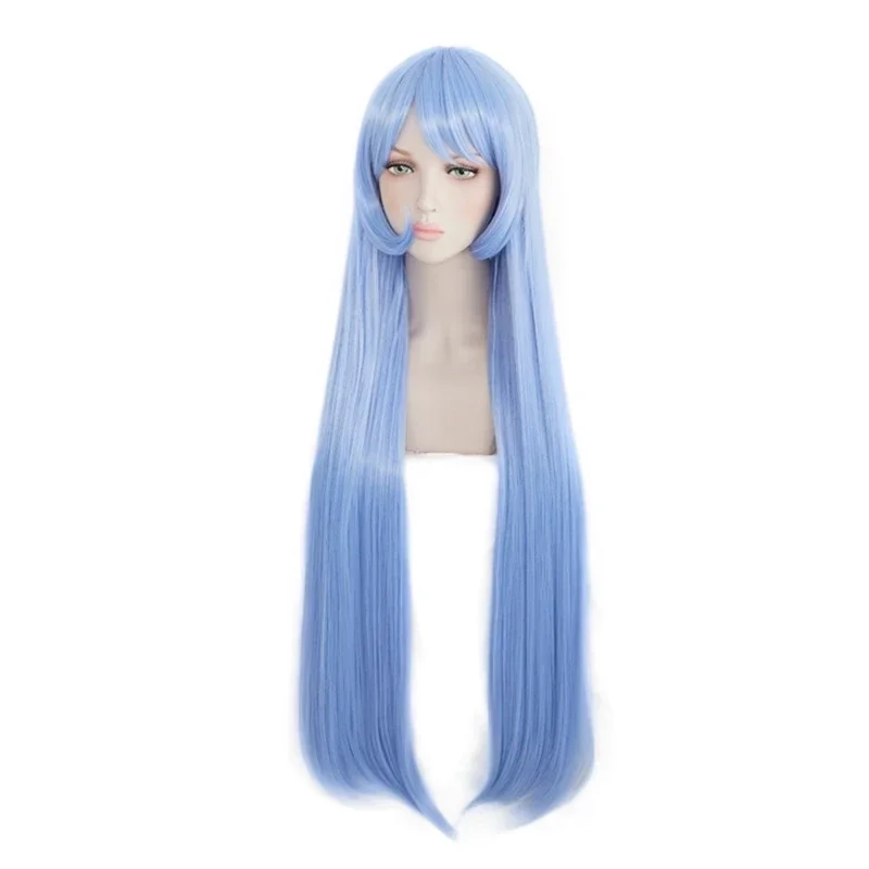 My Hero Academy-Peluca de Cosplay para mujer, pelo largo, suave y liso, color azul, 110cm