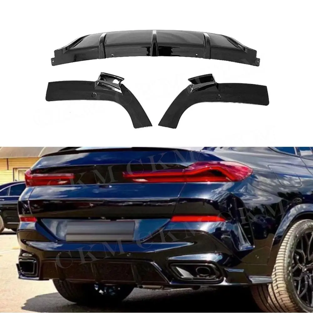 

For X6 Rear Bumper Diffuser Lip For BMW G06 Sports 2020-2022 Carbon Look Car Boot Exhaust Bracket Splitter Spoiler Plate