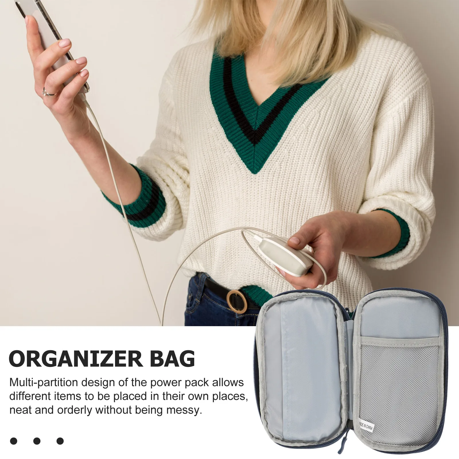 

Portable Electronics Accessories Organizer Bag Large Capacity Cable Storage Pouch For Travel Business Outdoor Use Cord