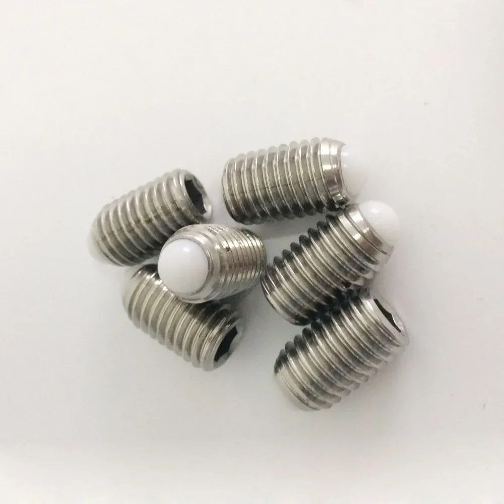 5pcs high precision M3 M4 thread allen headless set screws hex socket bolts nylon ball end screw stop buffer bolt WHITE