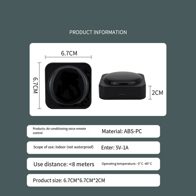 Smart Air Conditioner Remote Smart Wifi Remote Control Smart Devices For Home IR Remote With Voice Control Reusable Easy To Use