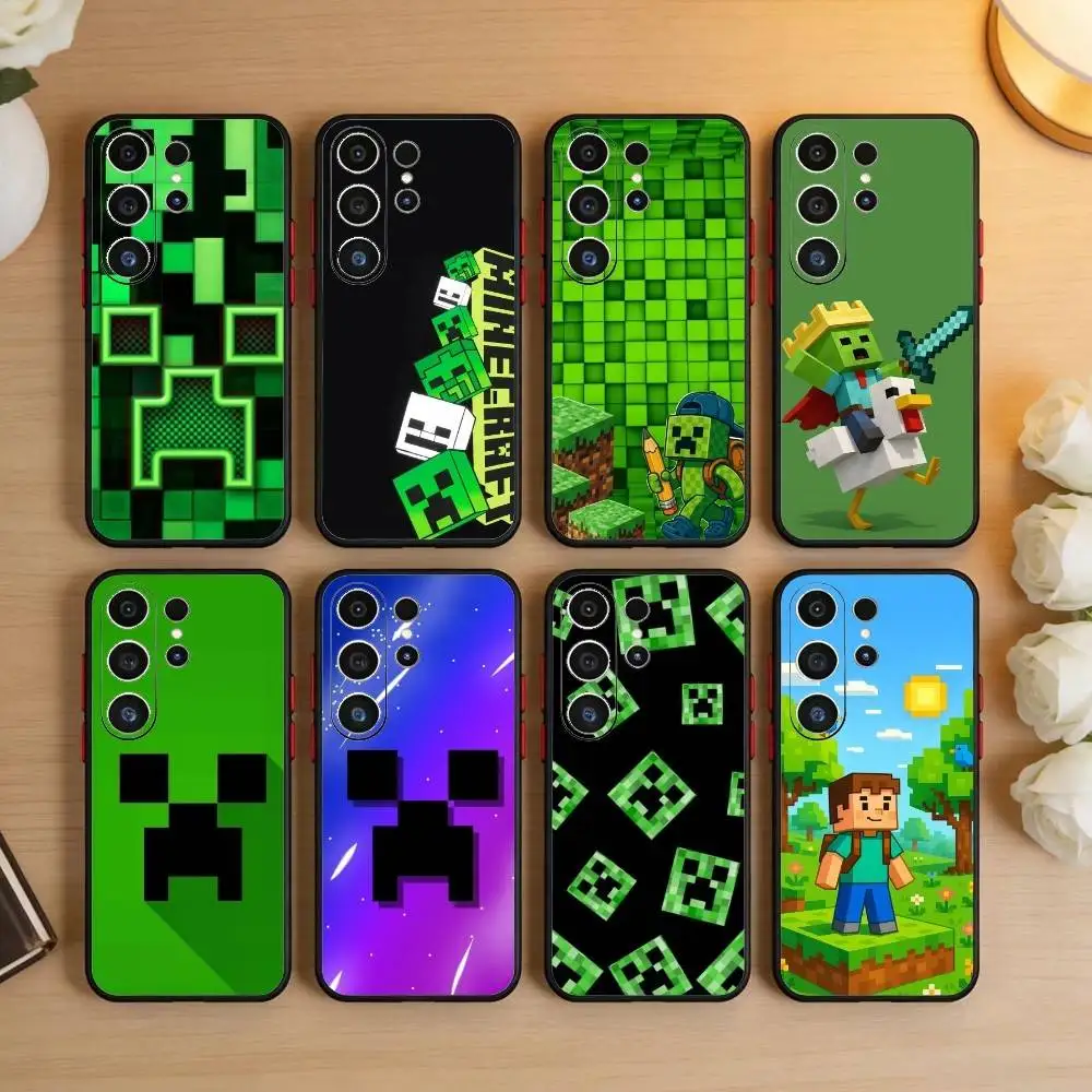Capa de Telefone Y-Green P-Pixel M-Monster C-Creeper para Samsung S26, S25, S24, S23, S22, S21, S20, Plus, Fe, Lite, Outras, Capa Preta