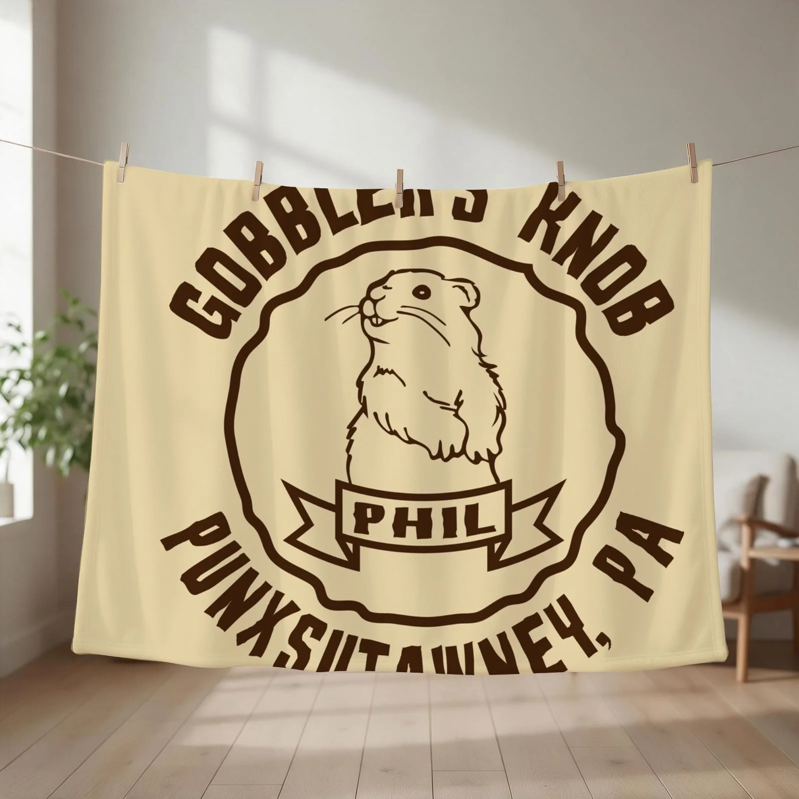 Punxsutawney Phil Ground Hog Day Throw Blanket couch cozy soft plush fuzzy picnic outdoor blanket