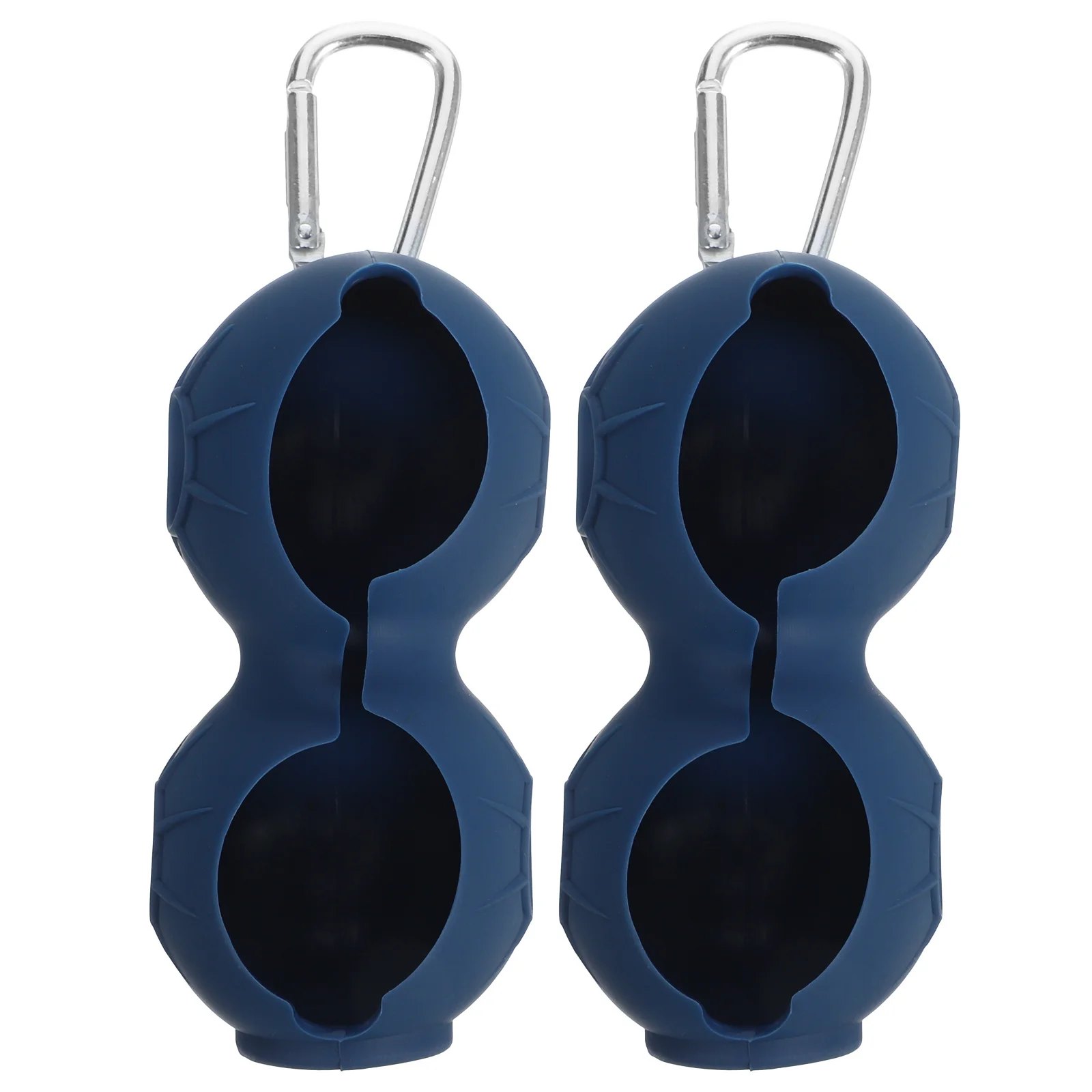 2개입 실리콘 골프공 홀더 듀얼 볼 보관 캐리어 내구성 휴대용 클립 카라비너 골프백 걸이 슬리브